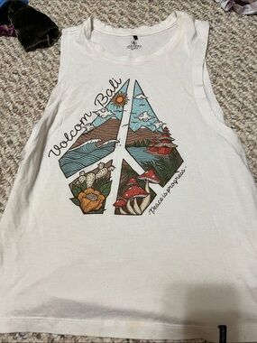 Volcom White Bali Peace Graphic Tank